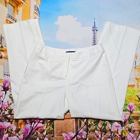 Lafayette 148 New York Straight-Leg White Trousers Pants Size 10 - Picture 2 of 6